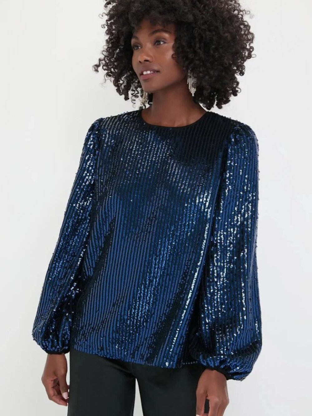 Tuckernuck XXXL Navy and Black Sequin Katy Blouse